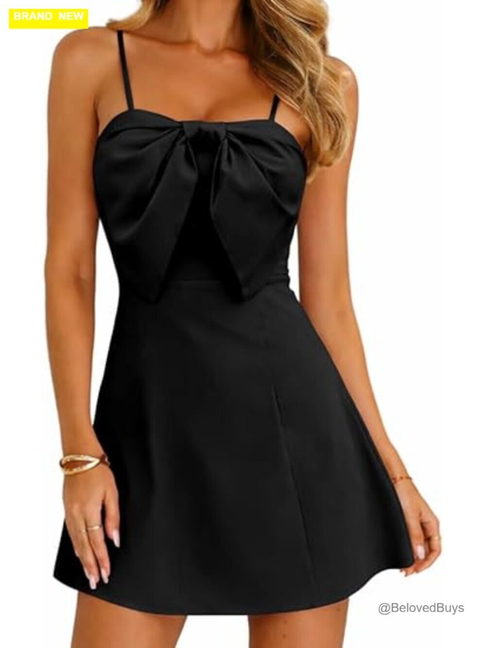 Sleeveless Spaghetti Strap Mini Dress with Bow Tie
